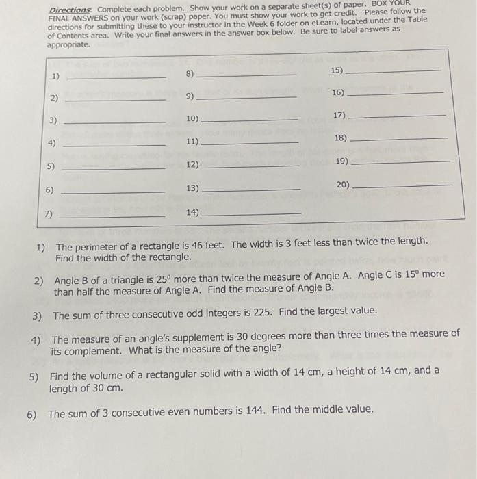 must show your work to get credit. Please follow the directions for