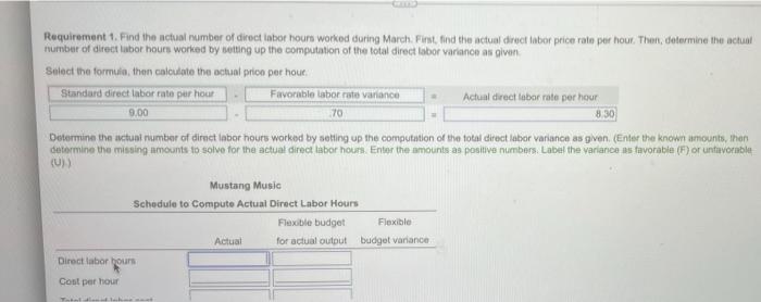 Mustang Music manufactures harmonicas. Mustang uses standard costs to judge performance. Recently,