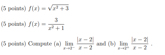 In problems a-c, Use the limit of a quotient difference definition of
