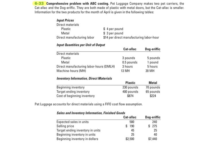 Help with #9 on 6-33 and 6-34 6-33 Comprehensive problem with ABC