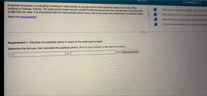 1 of 6 Englehart Industries is evaluating investing in solar panels to