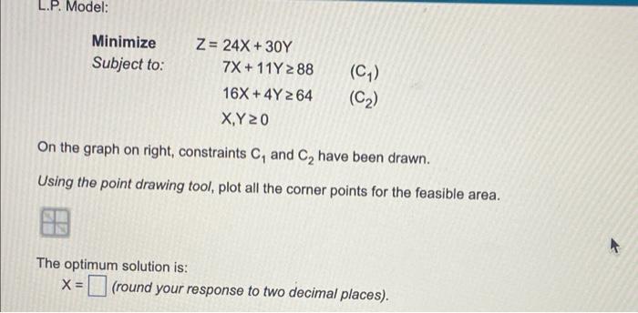 pls help L.P. Model: Minimize Subject to: Z= 24X + 30Y 7X