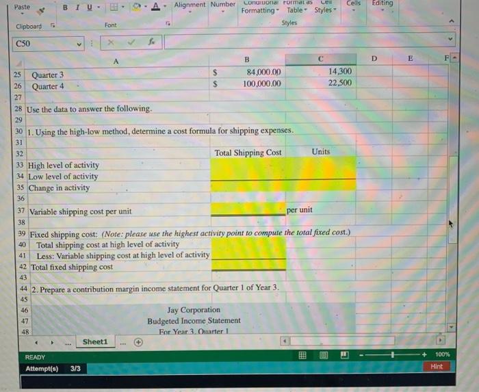 a merchandising company using the contribution format ? - High-Low Method Contribution