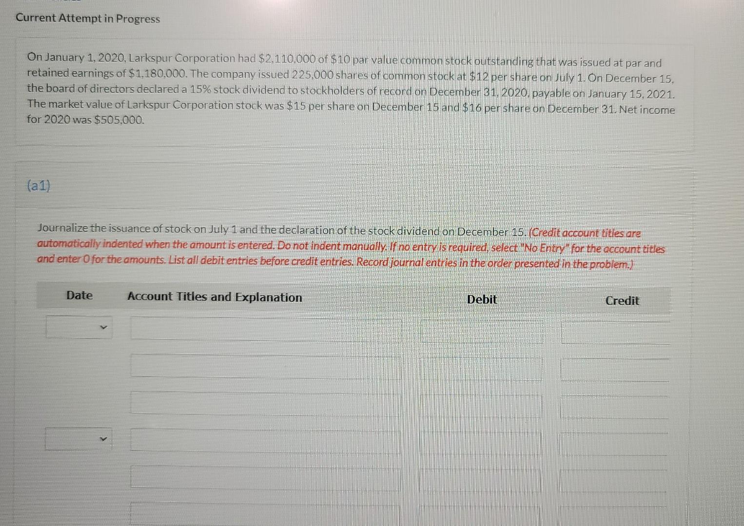 solve this please Current Attempt in Progress On January 1, 2020,