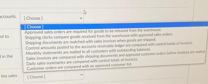 option list provided one internal control activity that, if properly designed and
