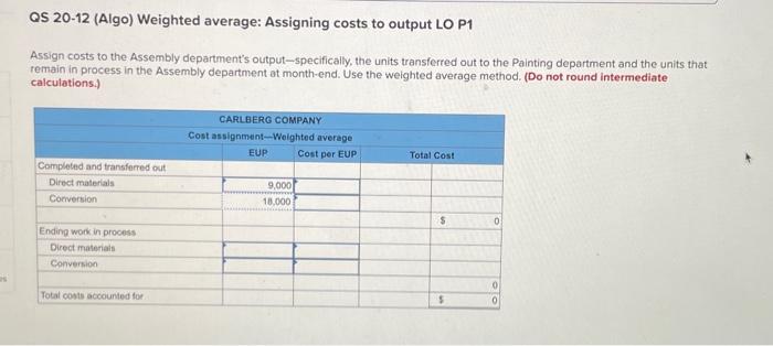 (Algo) [The foliowing information applies to the questions displayed below] Carlberg Company
