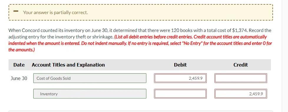 shrinkage Concord Book Warehouse Ltd. distributes hardcover books to retail stores. At