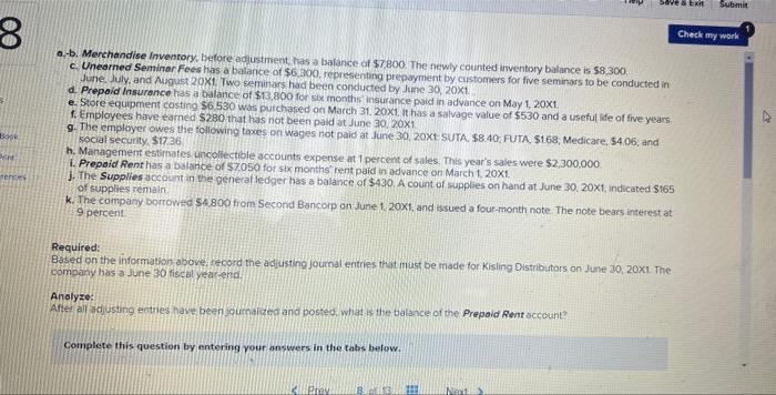 please help): Save & ER Submit 8 Check my work Book a-b.