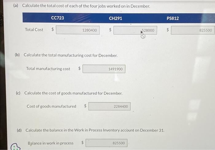 30 , the Work in Process Inventory consisted of the following jobs: