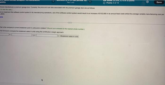 Score: 20 O Points: 0 am Killington Garage Doors manufactures a premium