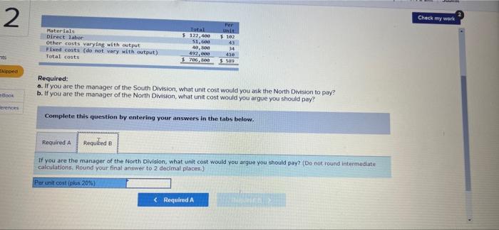division, North and South. The managers for each division are paid in