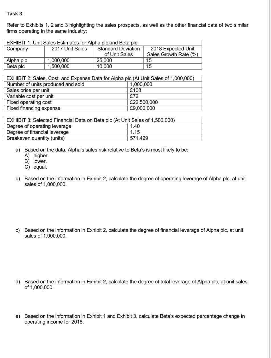 I need the answer as soon as possible Task 3: Refer to
