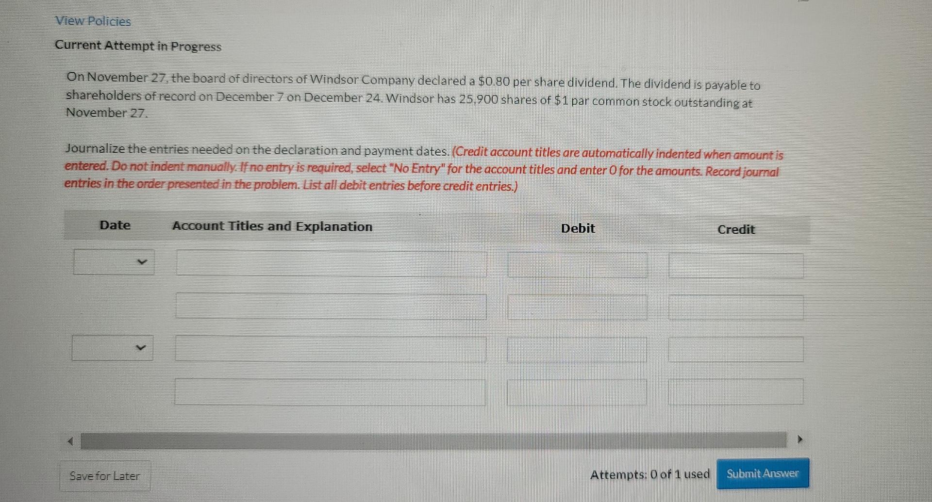  solve this please View Policies Current Attempt in Progress On November