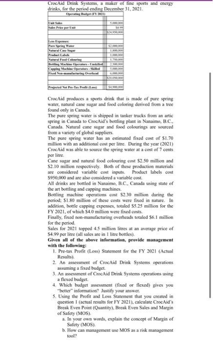 does anybody know how to do this case study? CrocAid Drink Systems,