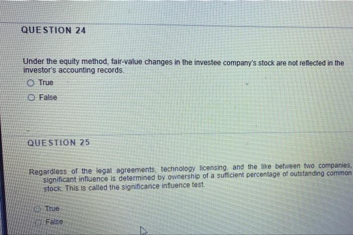thanks Under the equity method, fair-value changes in the investee company's stock