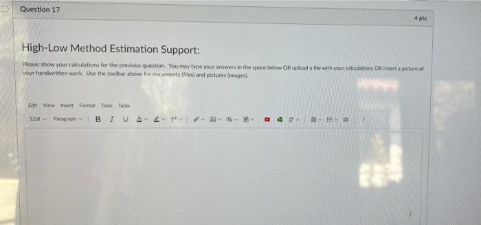 High-Low Method Estimation Donner Company would like to estimate the variable and