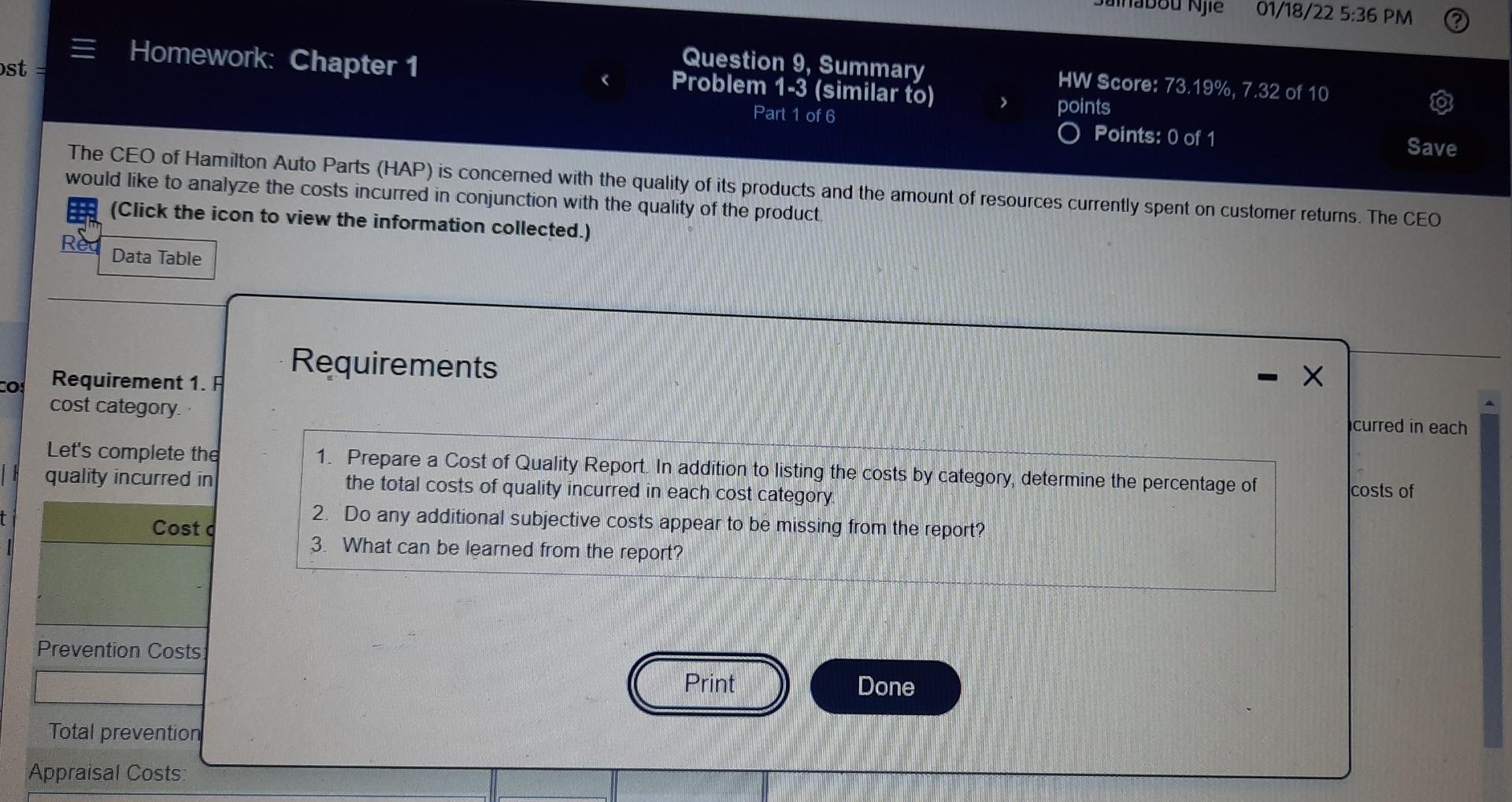 please do all Njie 01/18/22 5:36 PM = = Homework: Chapter
