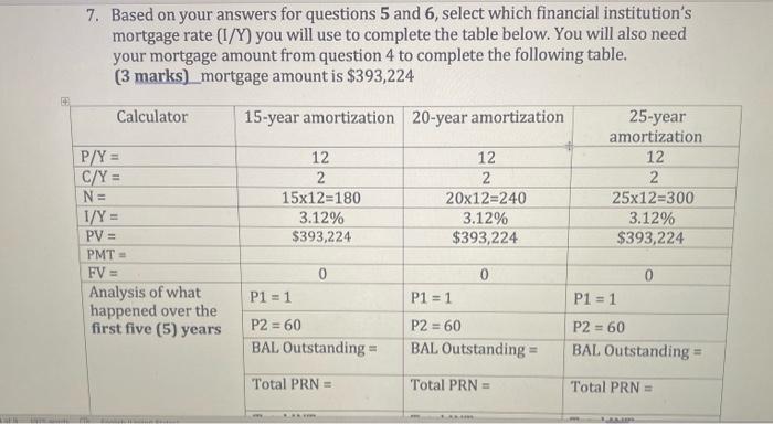 please finish the chart and answer what isnt done 7. Based on