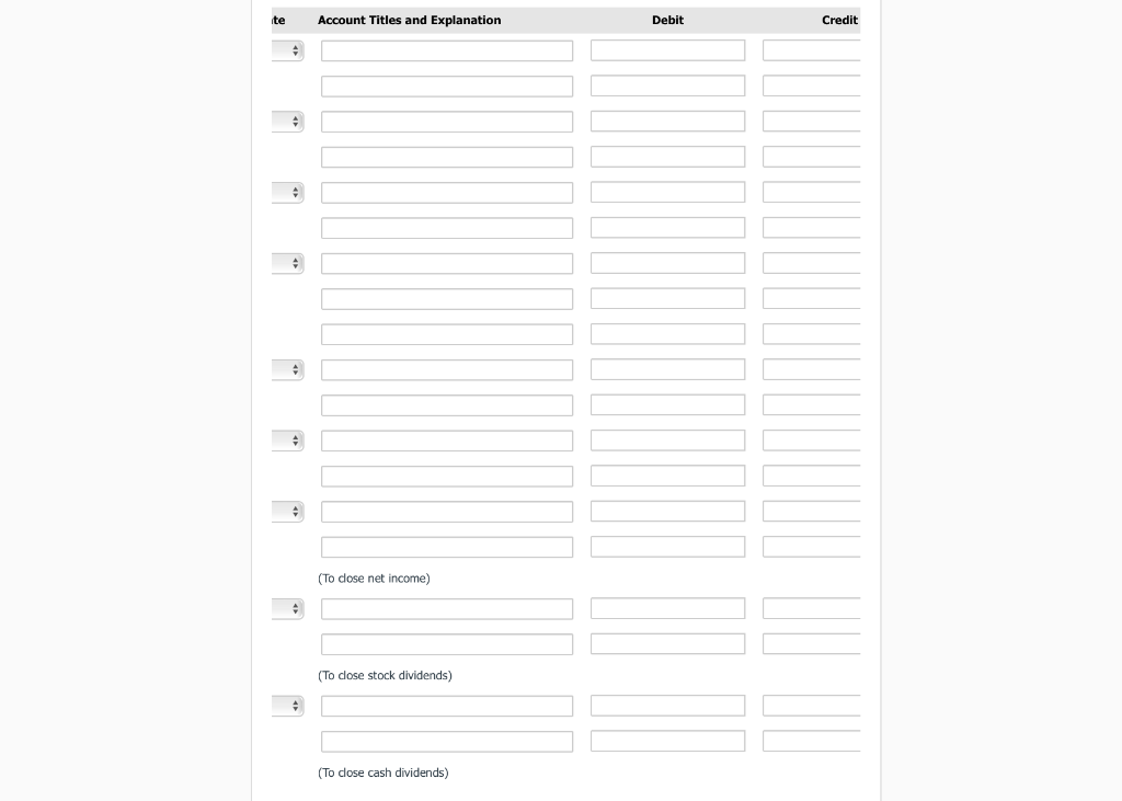 Larkspur, Inc. had the following stockholders' equity accounts. Common Stock ($20 par