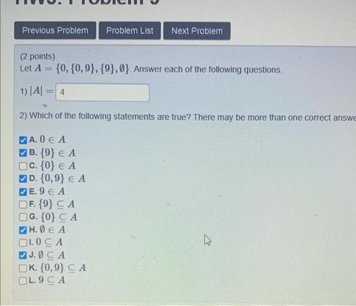 for empty set. You have attempted this problem 0 times. You have