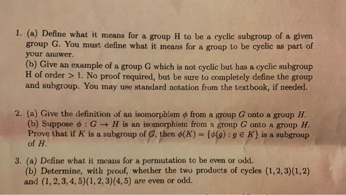  solve 1 and 2 1. (a) Define what it means for