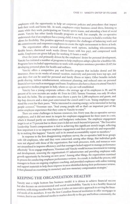 answers with evidence from the case. A CASE 1.1 Vancity: On Top