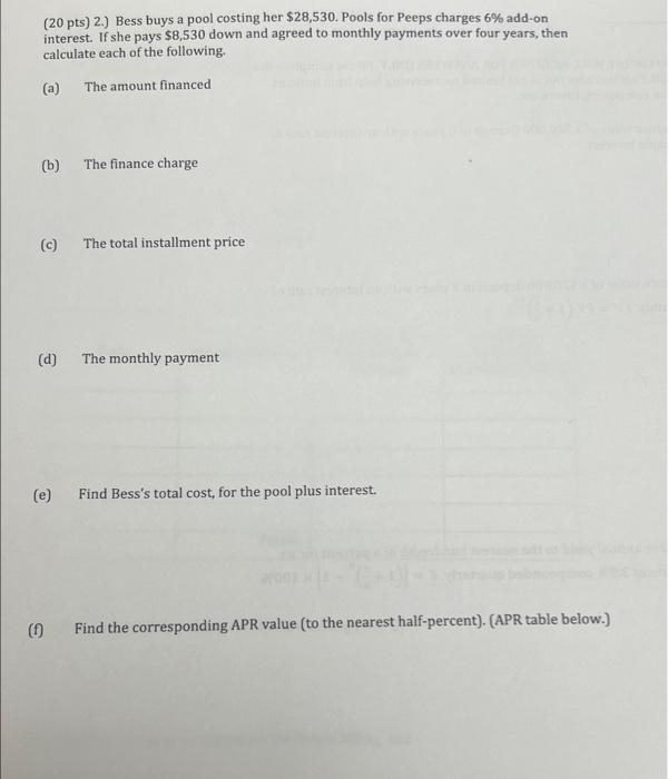 please help with all questions please (20 pts) 2.) Bess buys a