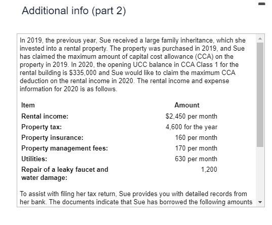 Dr. Sue Chen has hired your professional services to file her income