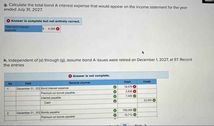 Period Interest Interest Paid Expense (C) Period $750,000 x (E) * 5.0%