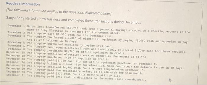 I need help with incorrect ones please Required information The following information