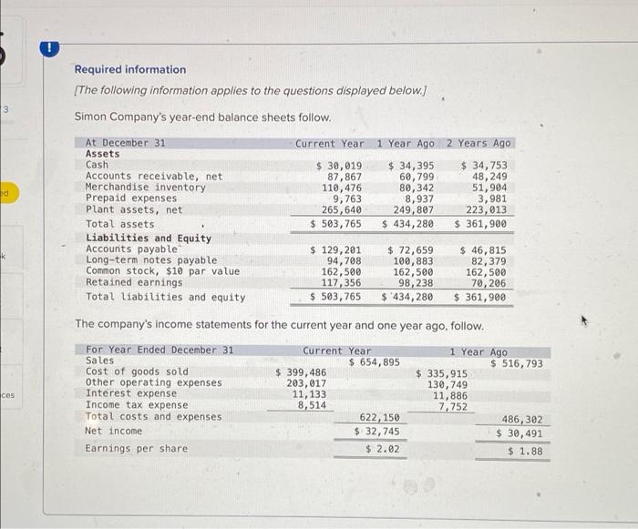 help with all please 3 ed k ces Required information [The following