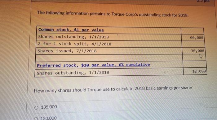 how many shares should torque use to calcut2017 basic earnings per sharw
