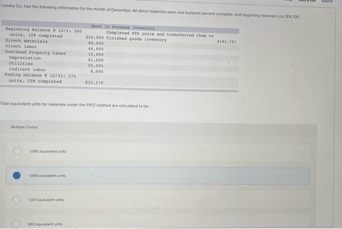 Please provide step by step help for calculating each question Submit Landry