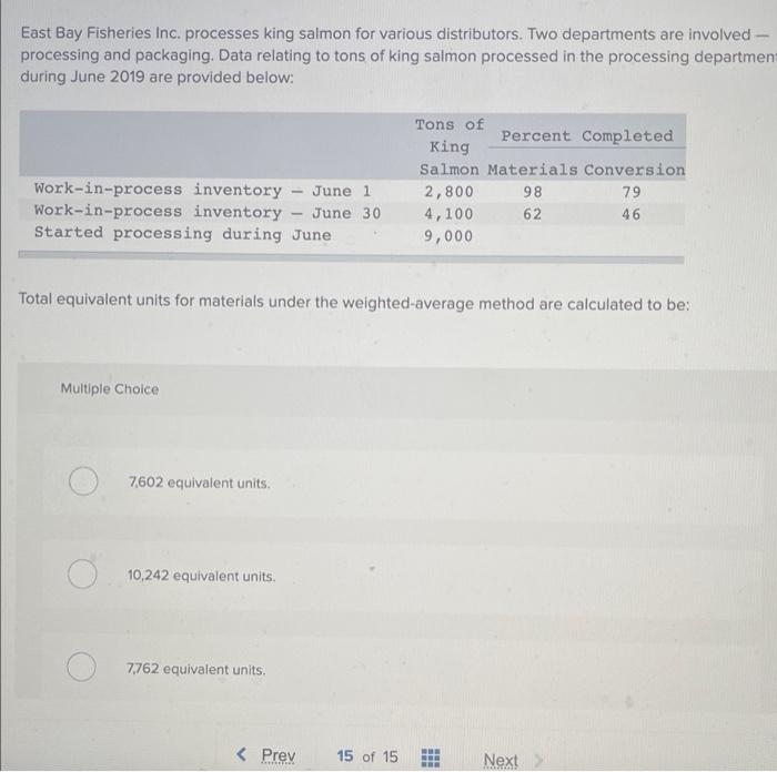 materials were one hundred percent complete, and beginning materials cost 515,700 $192.781