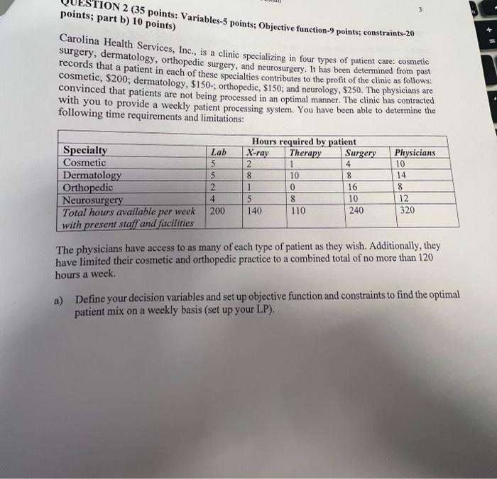 help 3 points; part b) 10 points) TION 2 (35 points: Variables-5