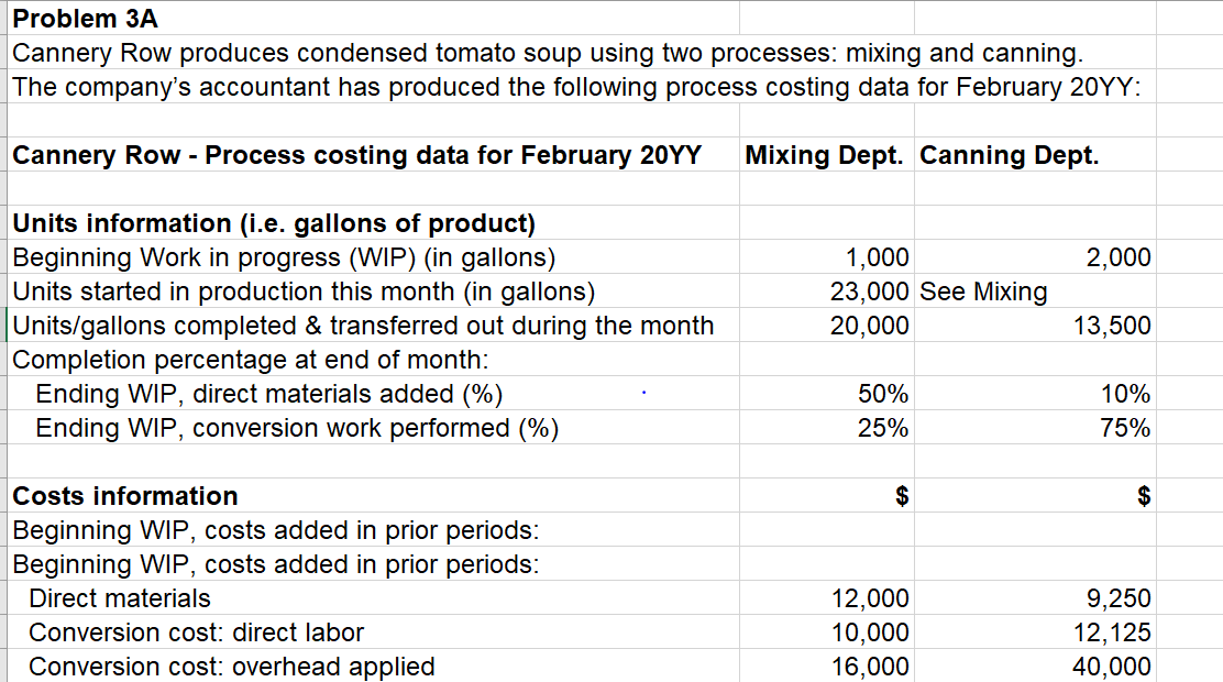 ***Please show explanation/work. I must use excel formulas to answer question. Problem
