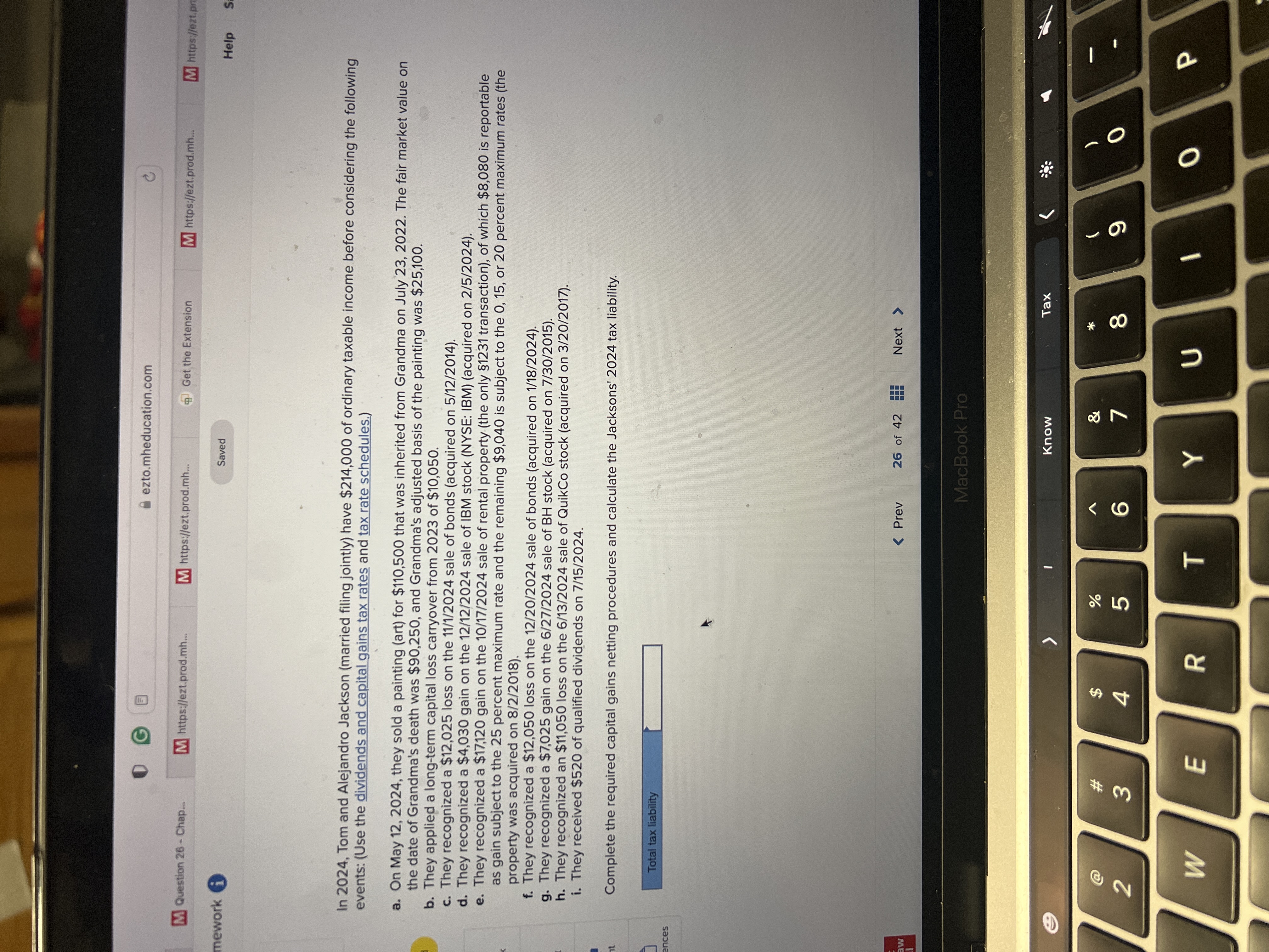  find total tax liability 