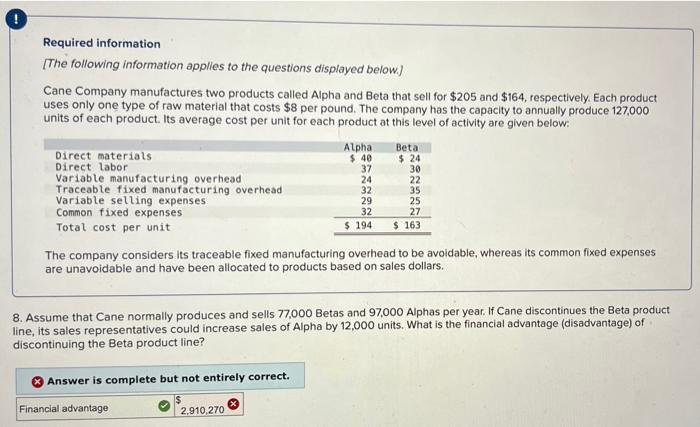 material that costs $8 per pound. The company has the capacity to