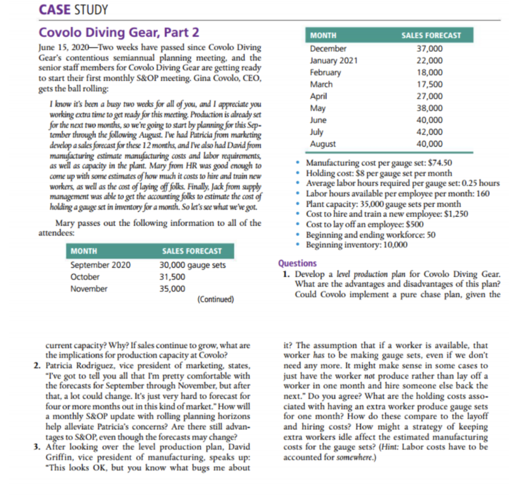 Help with questions 2 and 3 please. Covolo Diving Gear, Part 2