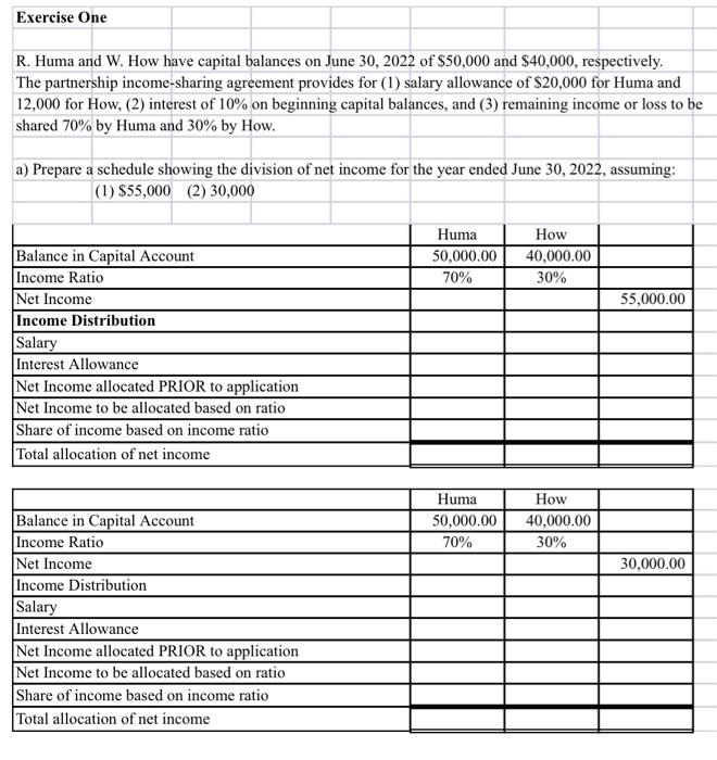 exercise one question a and b please Exercise One R. Huma and