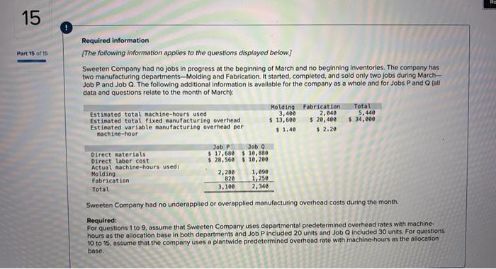 I need help finding the solution, than you! 15 Part 15 of