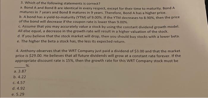 Show Work Please, explain the wrong answers on #3 3. Which of