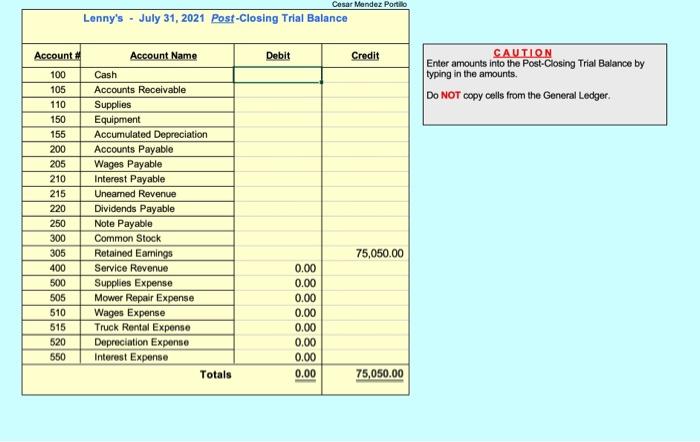 USE YOUR Transaction sheets - do not use another student's sheets Print