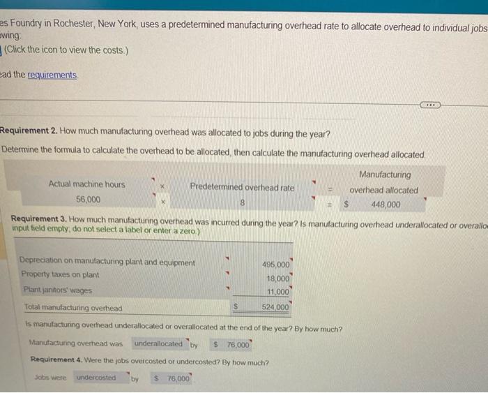 Data table as Foundry in Rochester, New York, uses a predetermined manufacturing