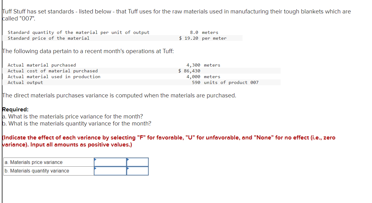 Tuff Stuff has set standards - listed below - that Tuff uses