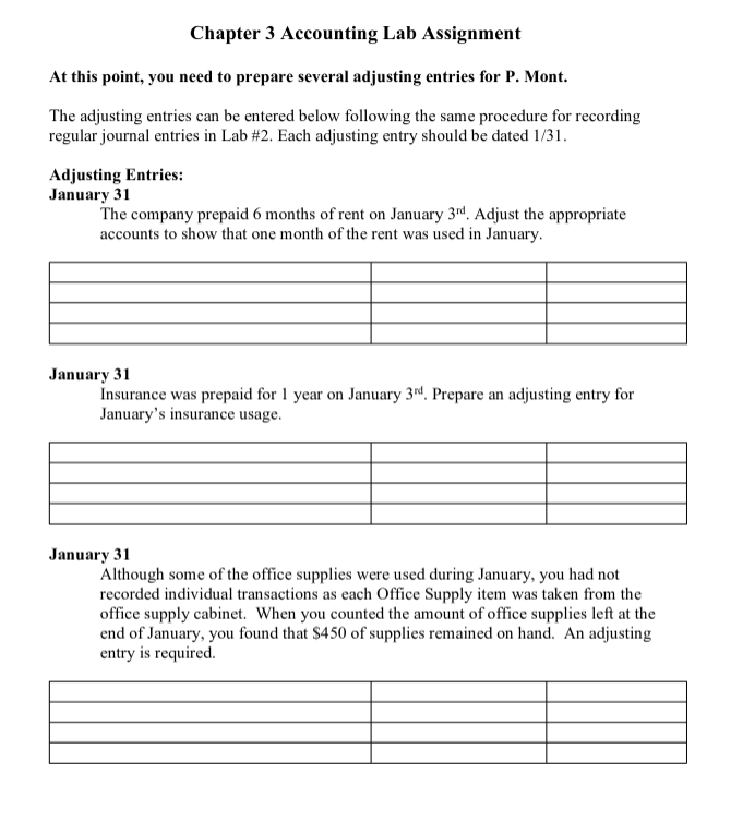 Chapter 3 Accounting Lab Assignment Template Provided: Chapter 3 Accounting Lab Assignment