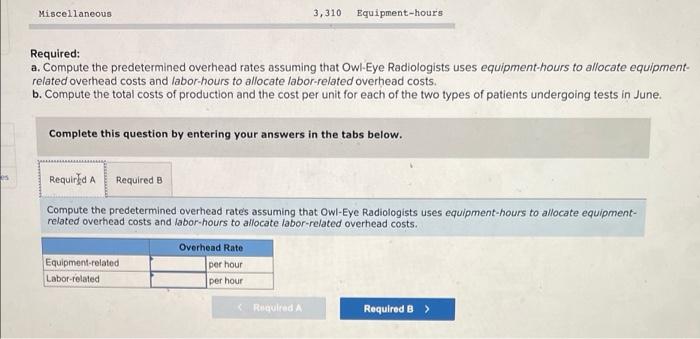costs of performing tests for two different types of patients: those who