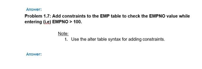 VARCHAR(20) VARCHAR(10) NUMERIC (4) NUMERIC (3) NUMERIC (8,2) Allow NULL for all