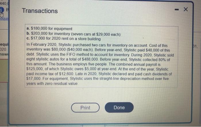Stylistic's statement of cash flows for the year ended December 31, 2020.
