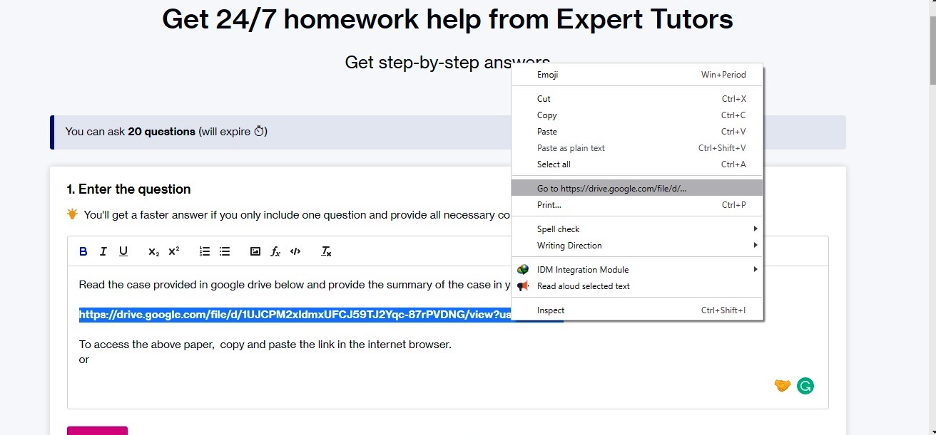 Read the case provided in google drive (link given below) and provide